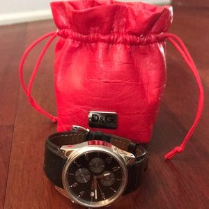 Dolce and Gabbana Men’s black leather watch